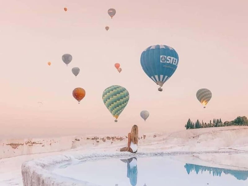 From Kusadası: Pamukkale Day Trip w/Balloon Flight & Lunch - Pamukkale on the Ground: Travertines and the Thermal Pool Swim